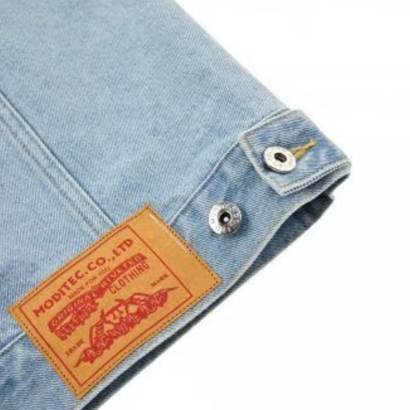 Moditec Hand-Painted Flowers Blue Denim Jacket - Picture 8 of 12